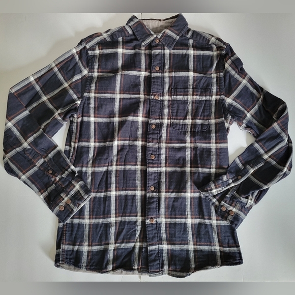 Sonoma Navy Blue Plaid Lined Mens Button Down Long Sleeve Collared Shirt - Picture 1 of 10